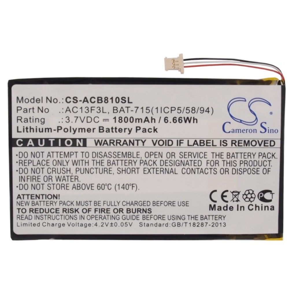 Tablette Batterie Acer CS-ACB810SL