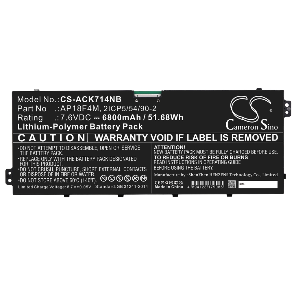 Batterie pour ordinateur portable Acer Chromebook 715 CB715-1W-5433 (CS-ACK714NB)