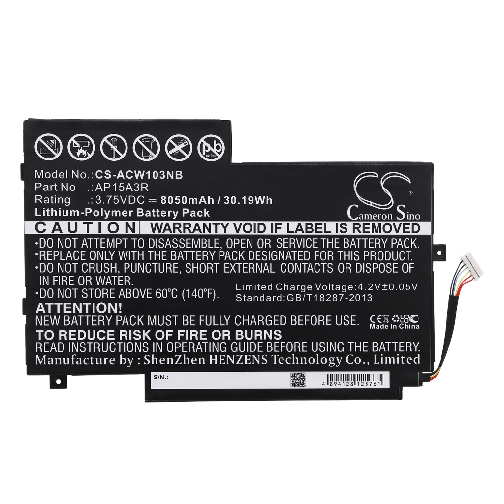 Remplacement de batterie compatible pour Acer AP15A3R