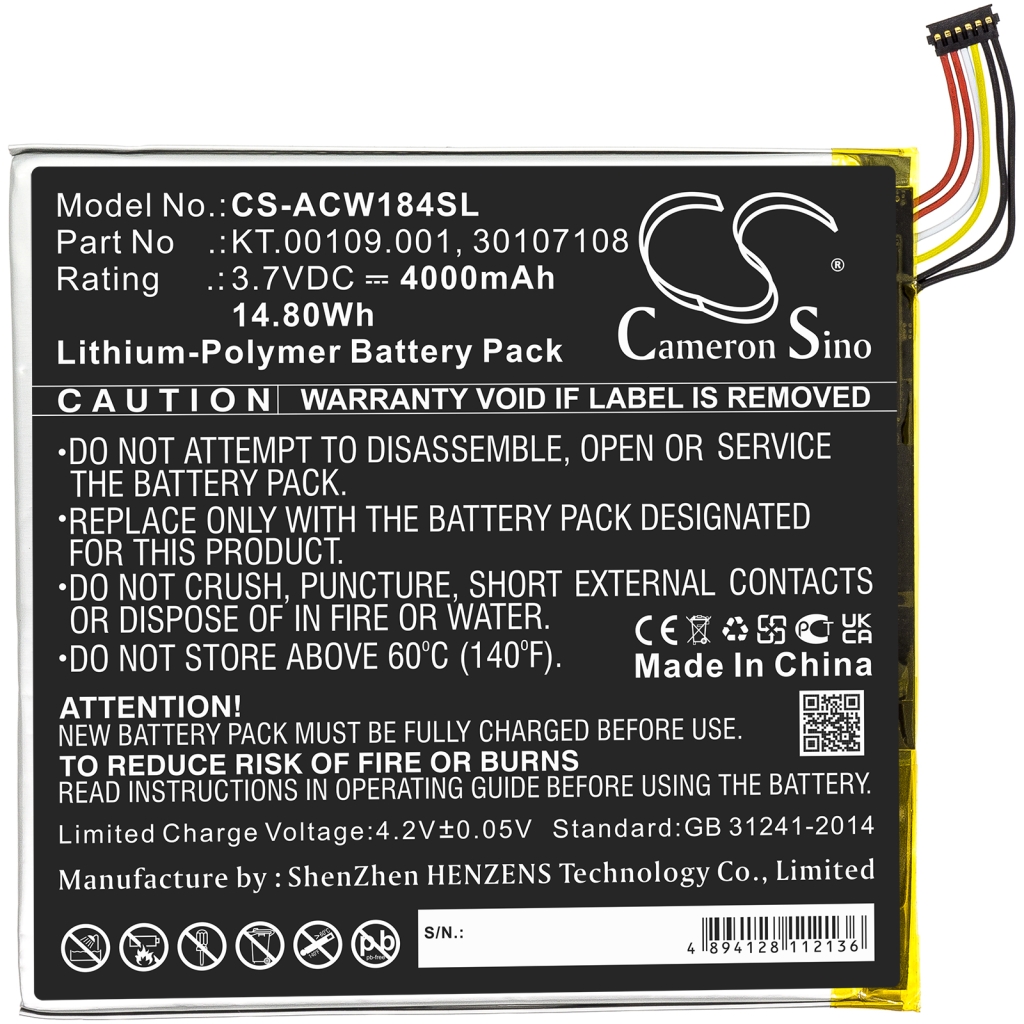 Tablette Batterie Acer CS-ACW184SL