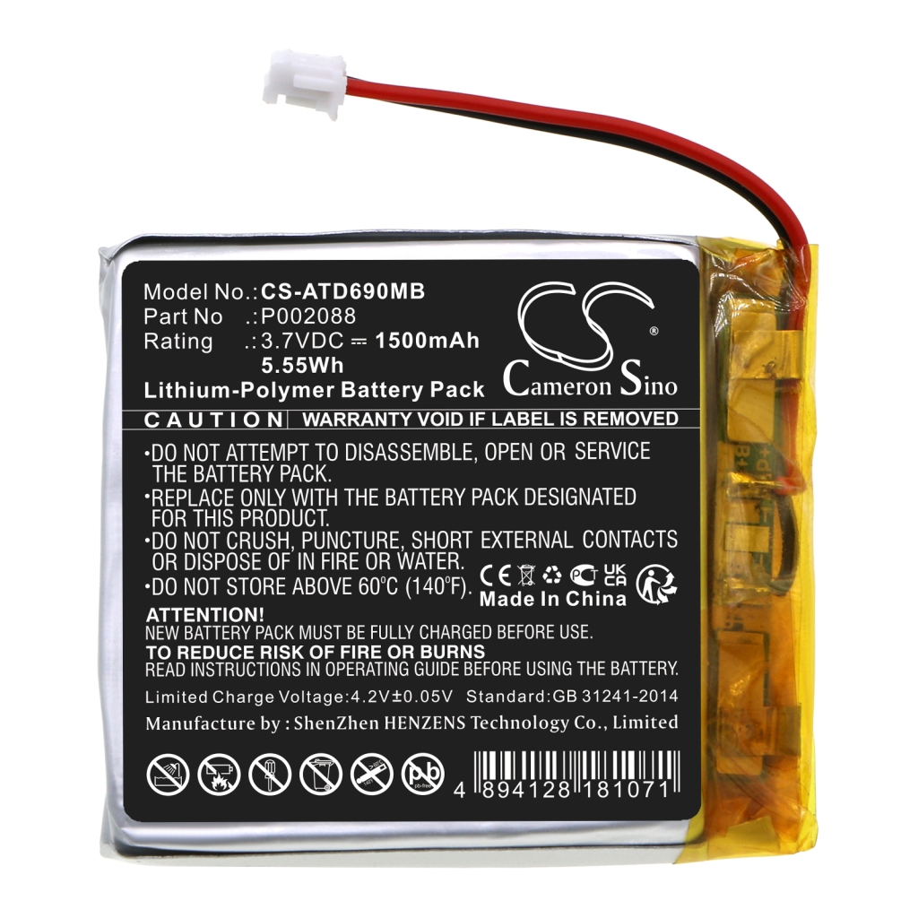 Compatible battery replacement for Alecto P002088