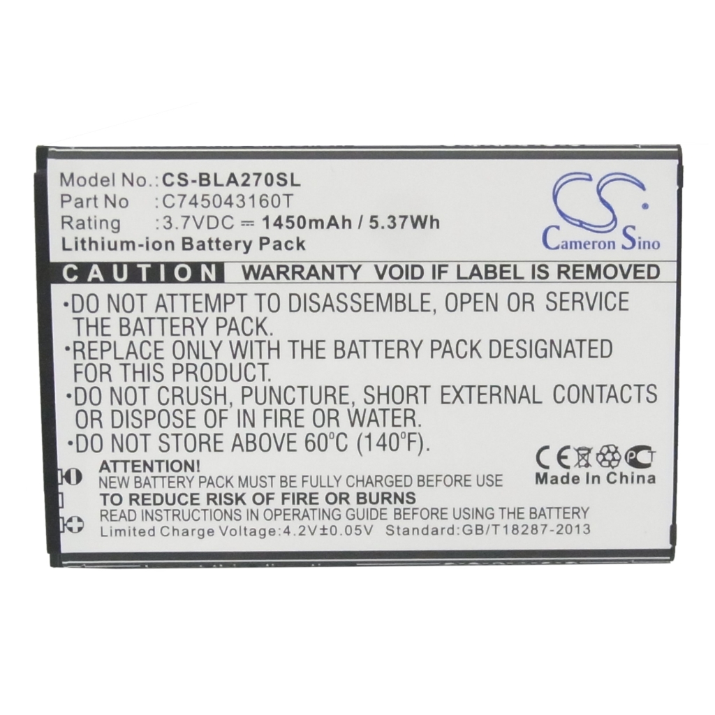 Compatible battery replacement for BLU C745043160T