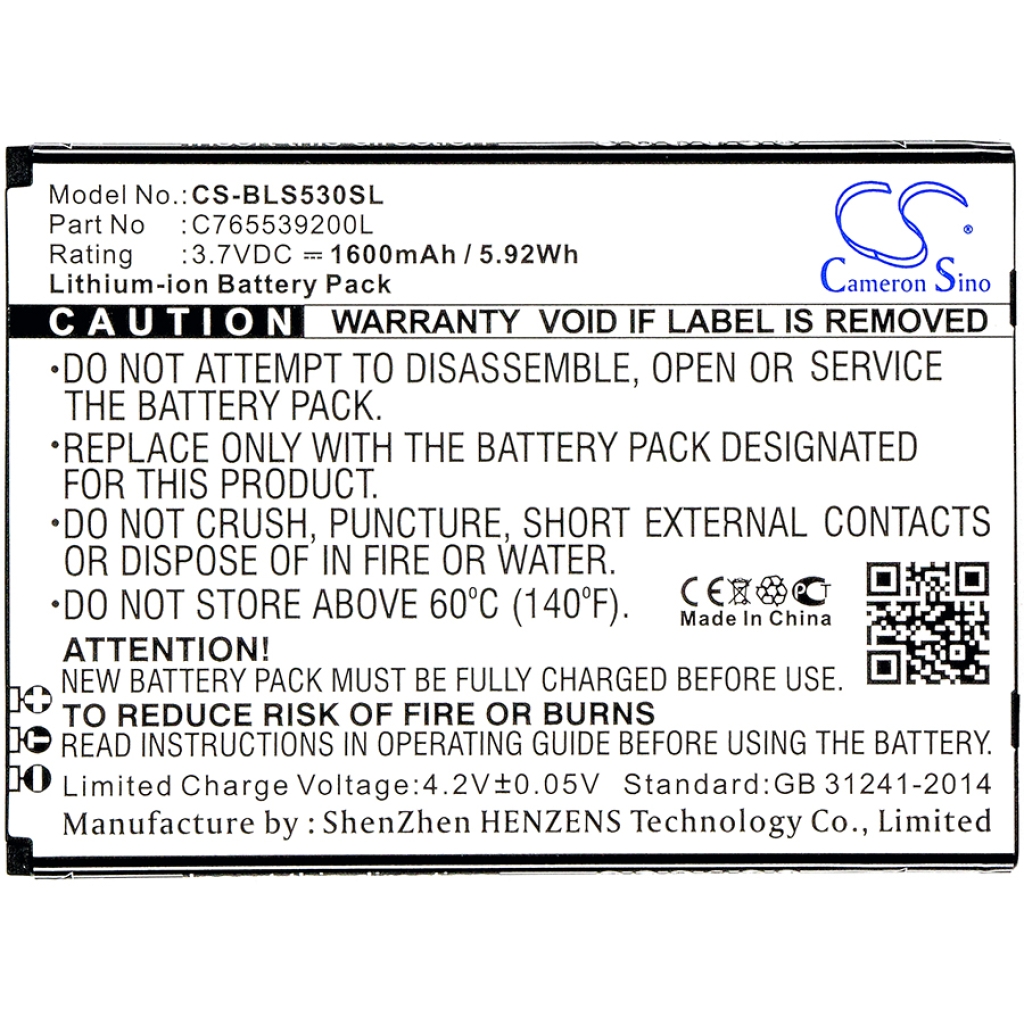 Compatible battery replacement for BLU C765539200L