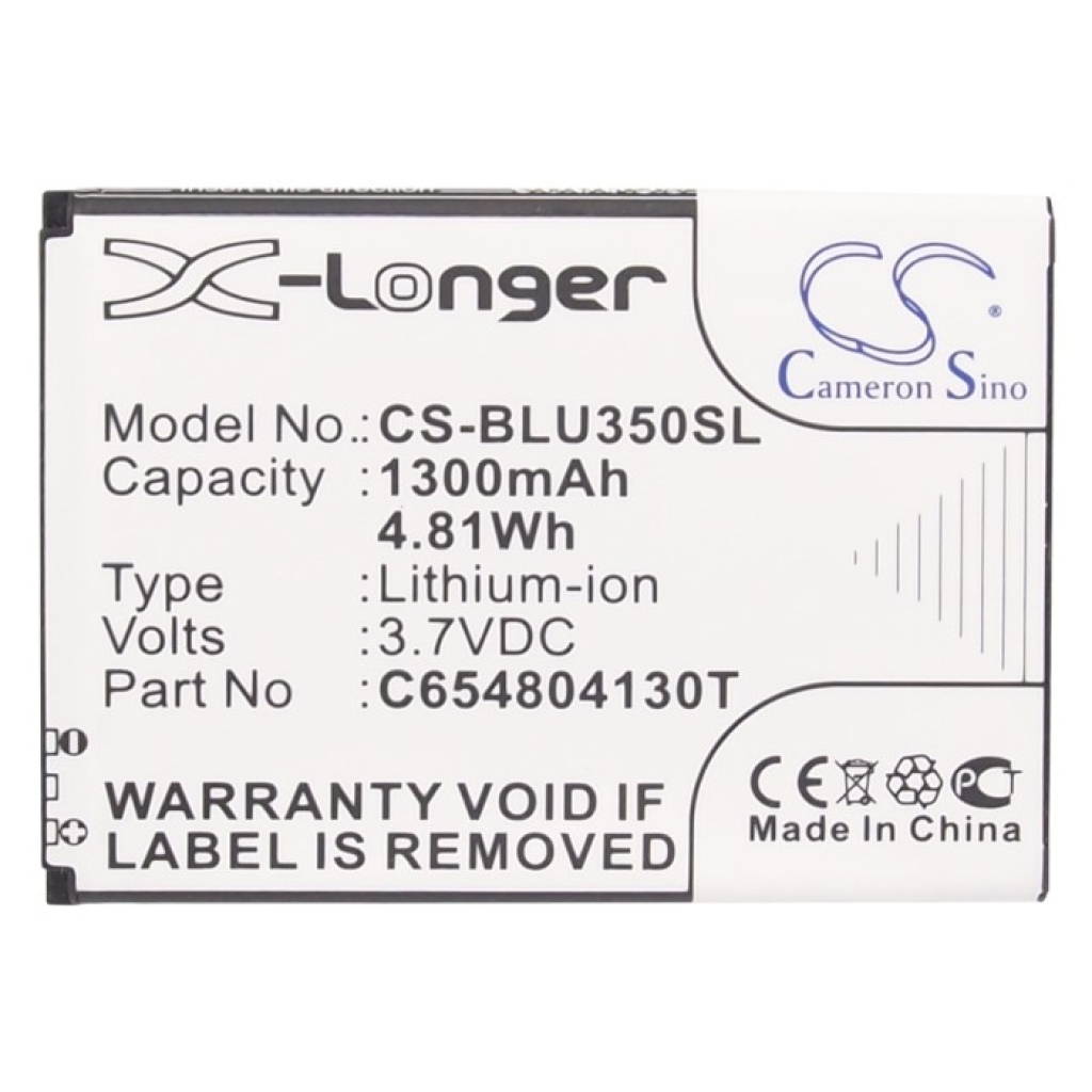 Compatible battery replacement for BLU C654804130T