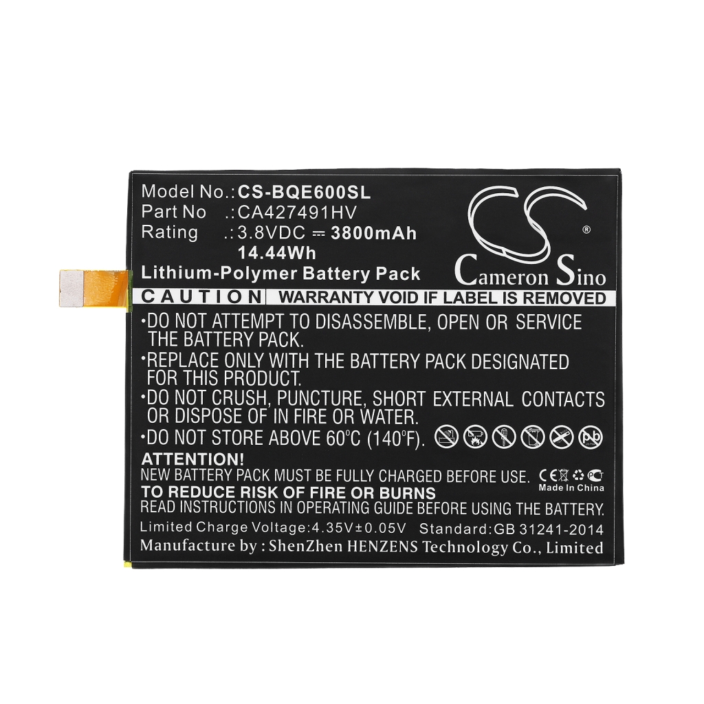 Compatible battery replacement for Bq CA427491HV