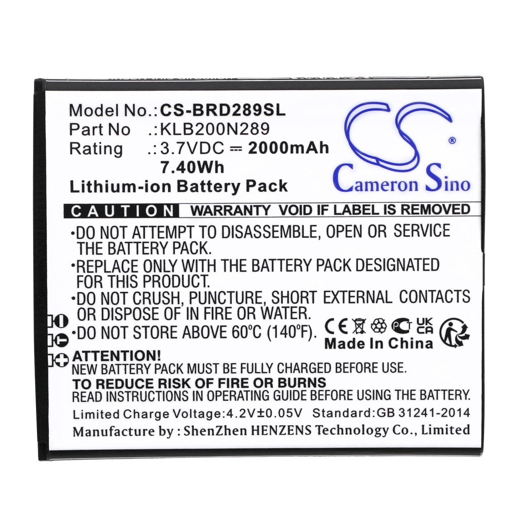 Compatible battery replacement for Brondi KLB200N289