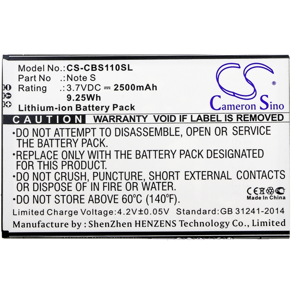 Compatible battery replacement for Cubot NOTE S