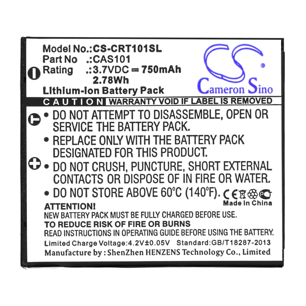 Compatible battery replacement for CREATIVE CAS101