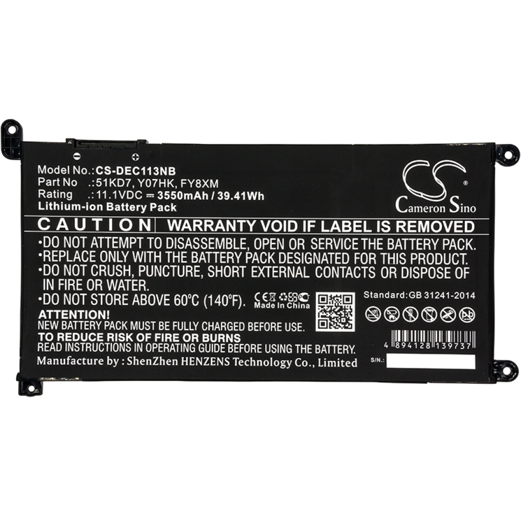 Batterie pour ordinateur portable DELL CS-DEC113NB