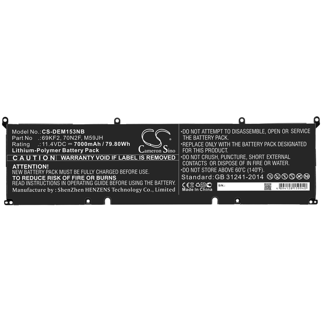 Batterie pour ordinateur portable DELL CS-DEM153NB