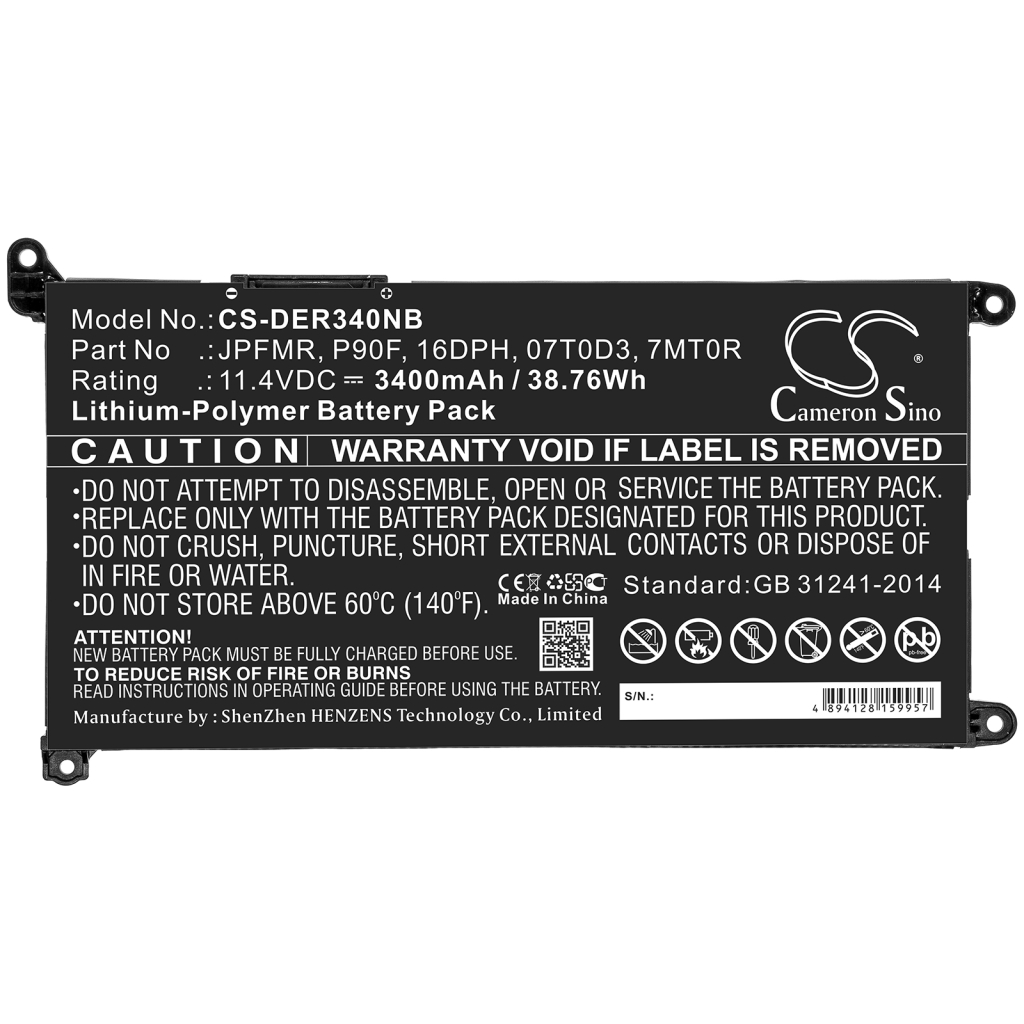 Batterie pour ordinateur portable DELL CS-DER340NB