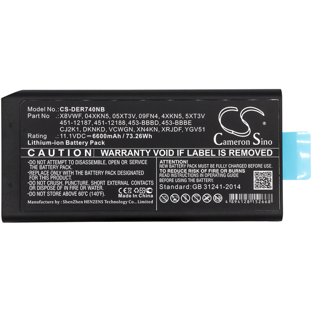 Batterie pour ordinateur portable DELL CS-DER740NB