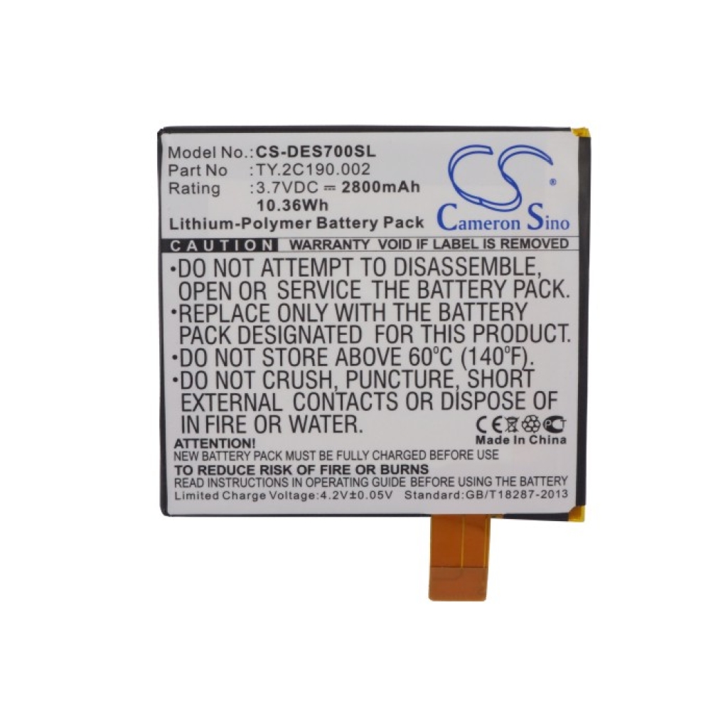 Compatible battery replacement for DELL TY.2C190.002