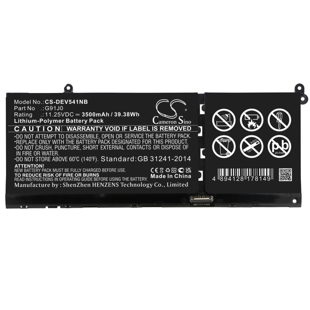 Compatible battery replacement for DELL G91J0