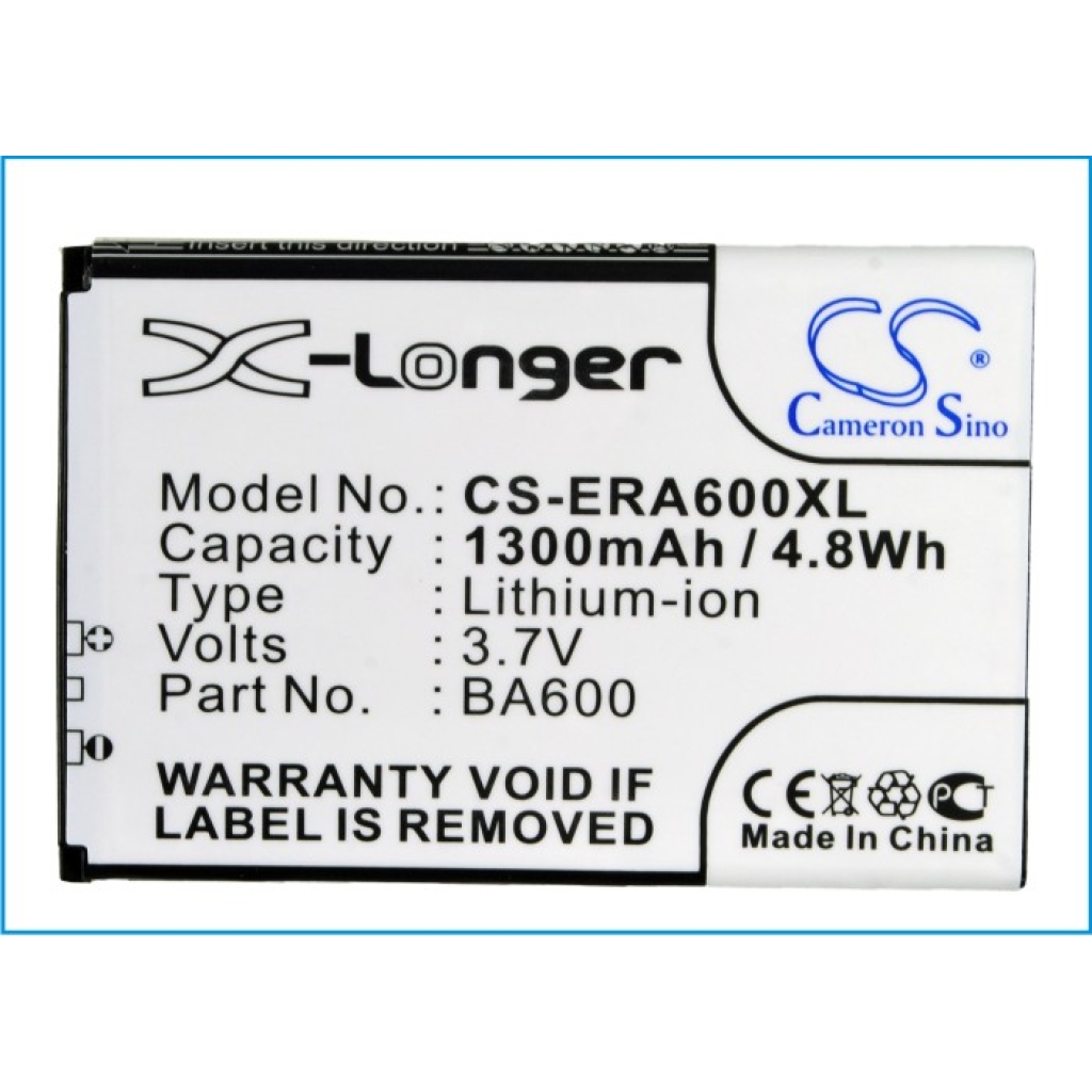 Compatible battery replacement for Sony Ericsson BA600