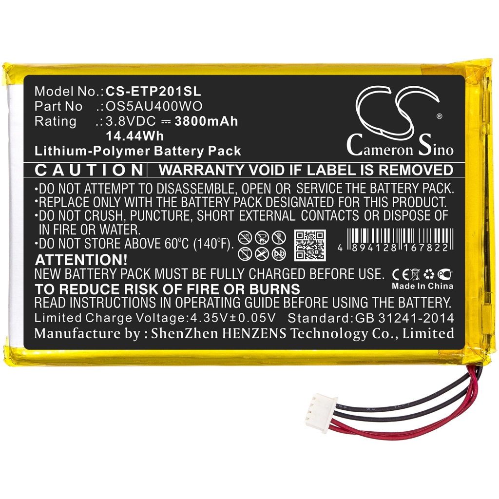 Compatible battery replacement for Enspert OS5AU400WO