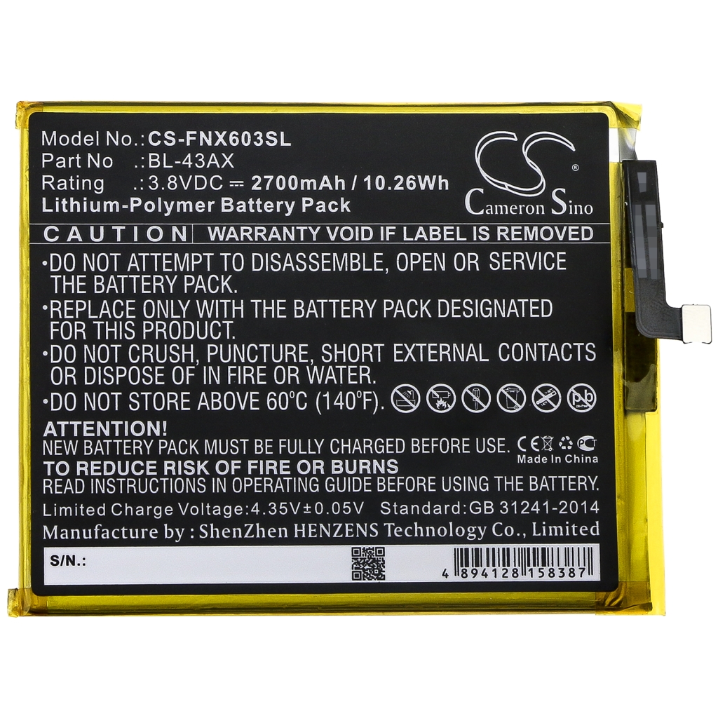 Batterie de téléphone portable Infinix CS-FNX603SL