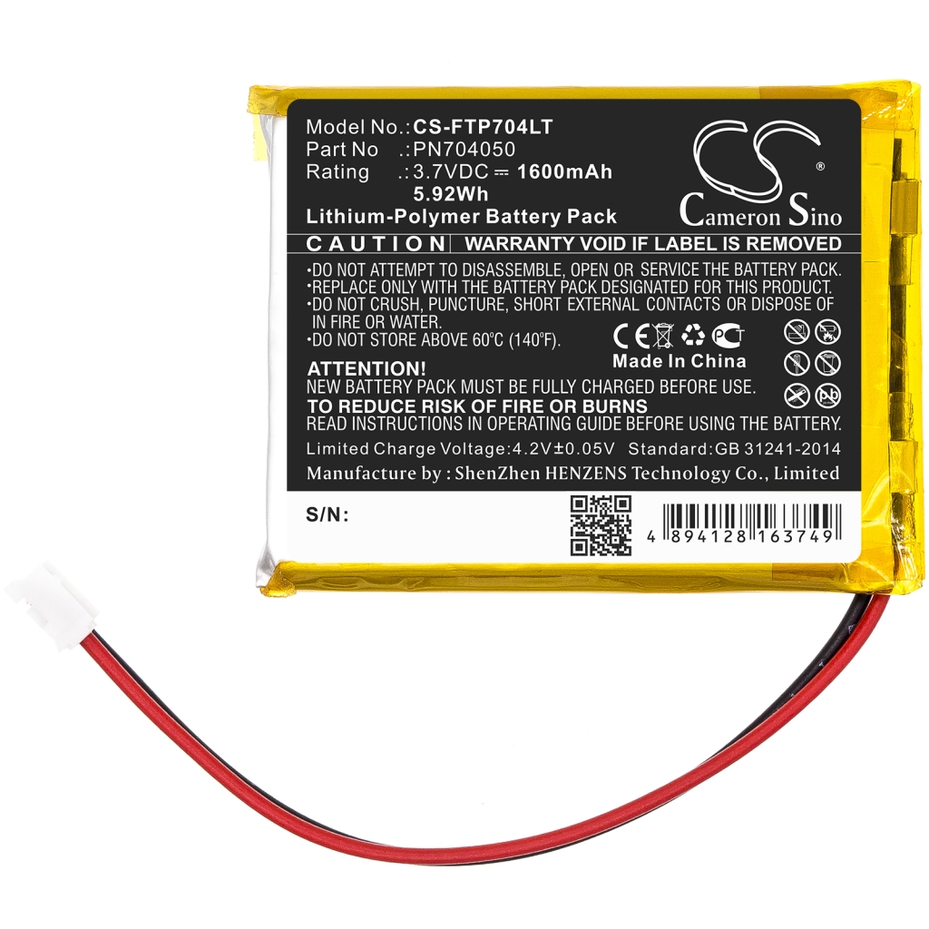 Compatible battery replacement for Fatboy PN704050