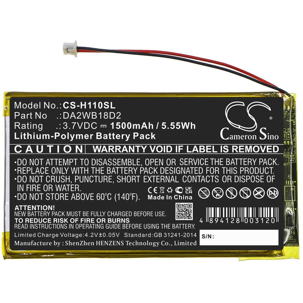 Compatible battery replacement for Iriver DA2WB18D2