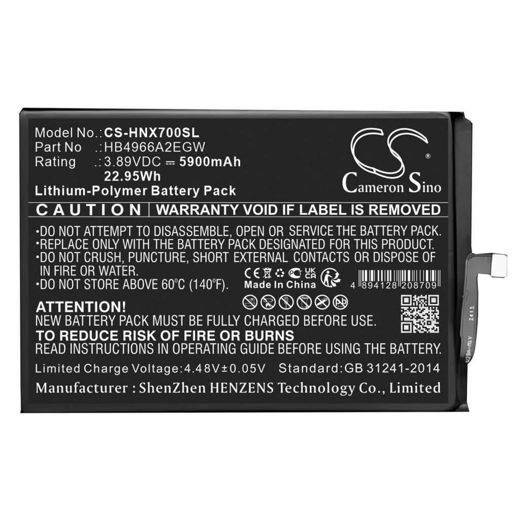 Compatible battery replacement for Honor HB4966A2EGW