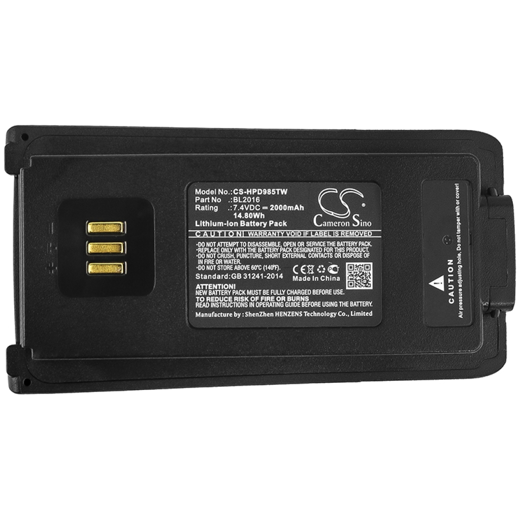 Compatible battery replacement for Hytera BL2016