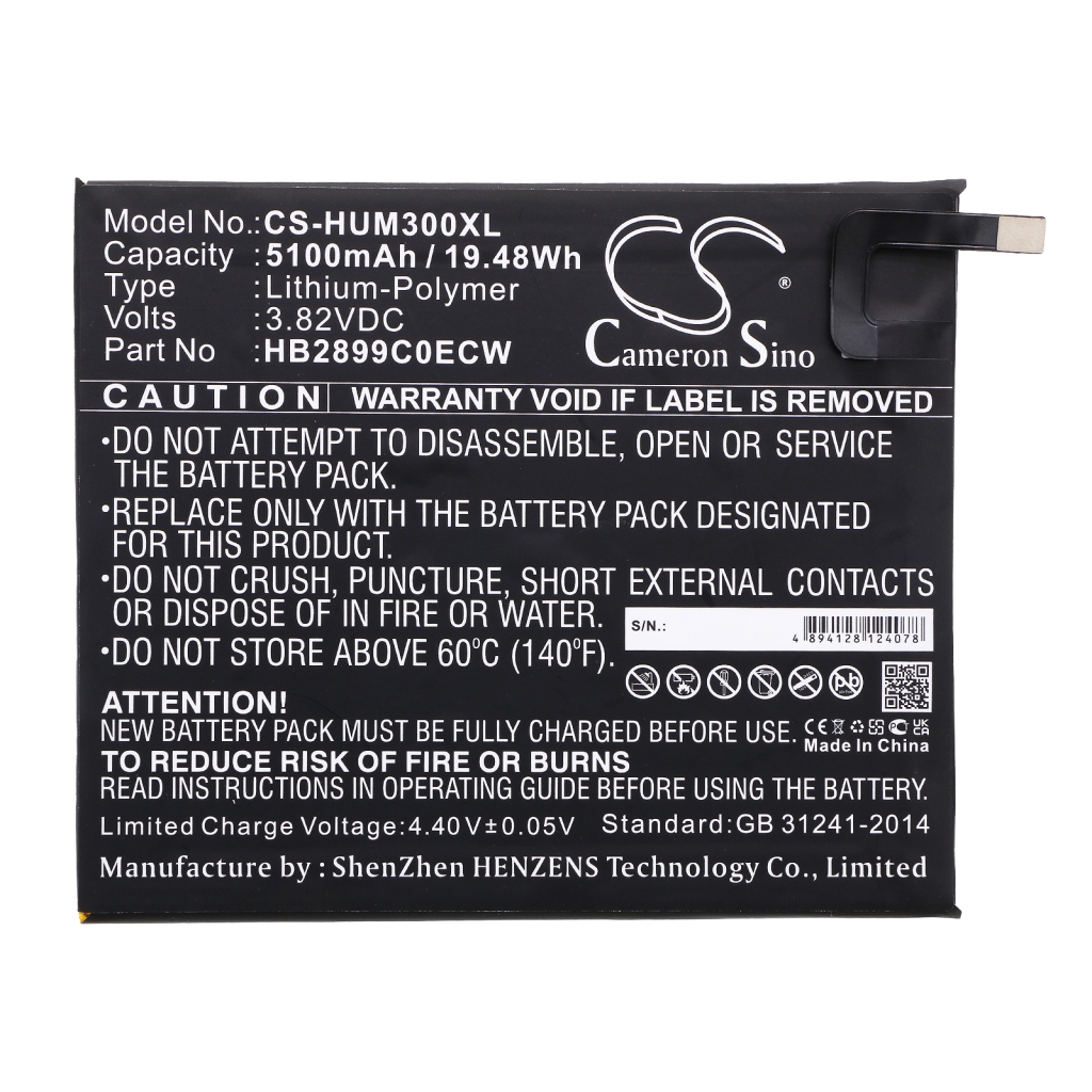 Compatible battery replacement for Huawei HB2899C0ECW