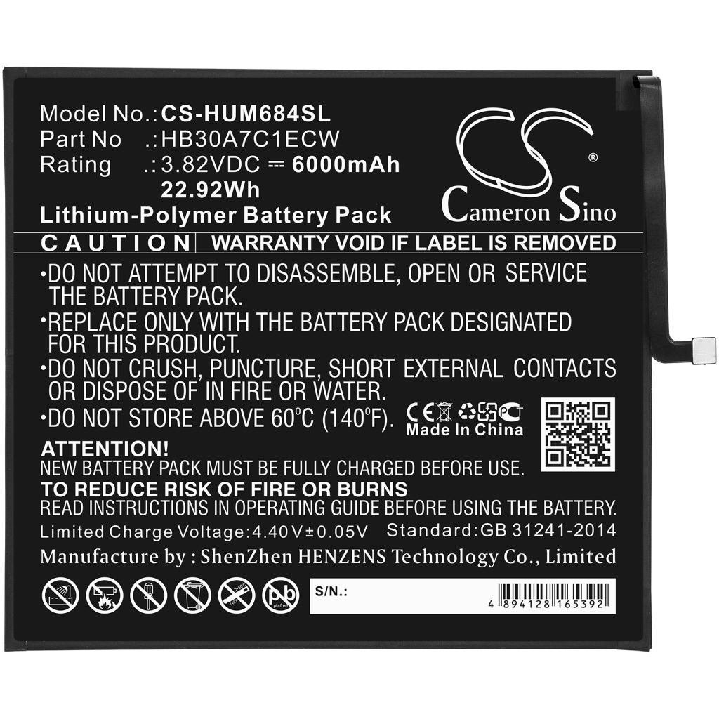 Remplacement de batterie compatible pour Huawei  HB30A7C1ECW