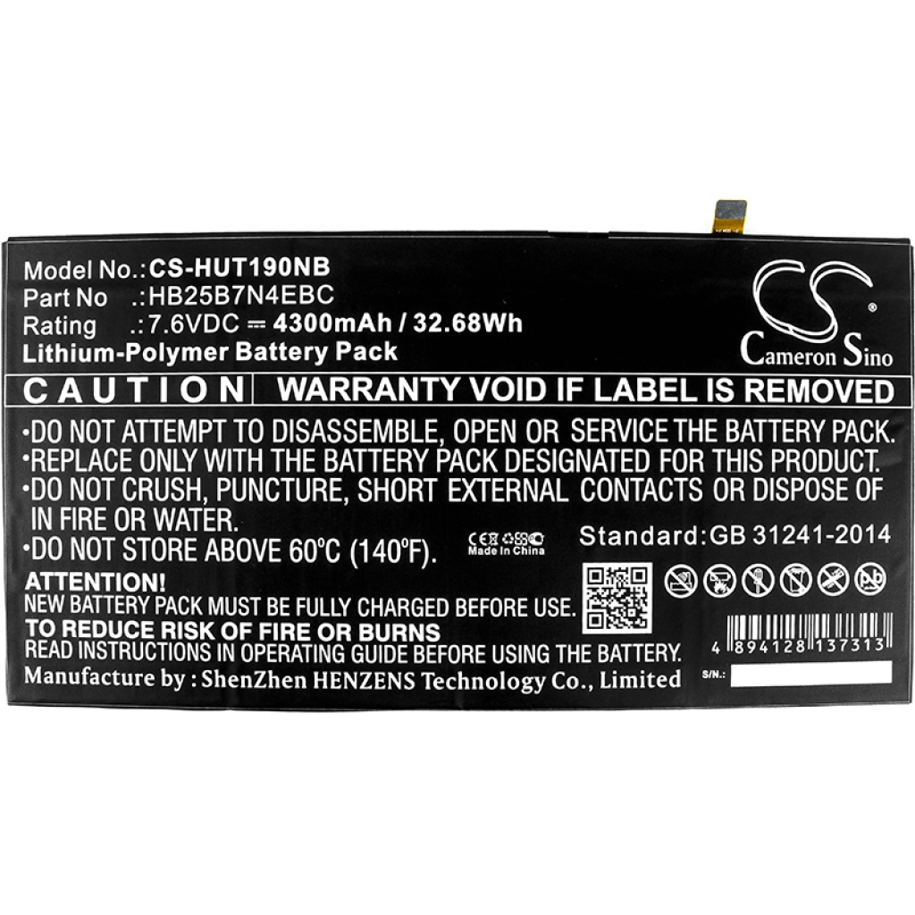 Compatible battery replacement for Huawei HB25B7N4EBC