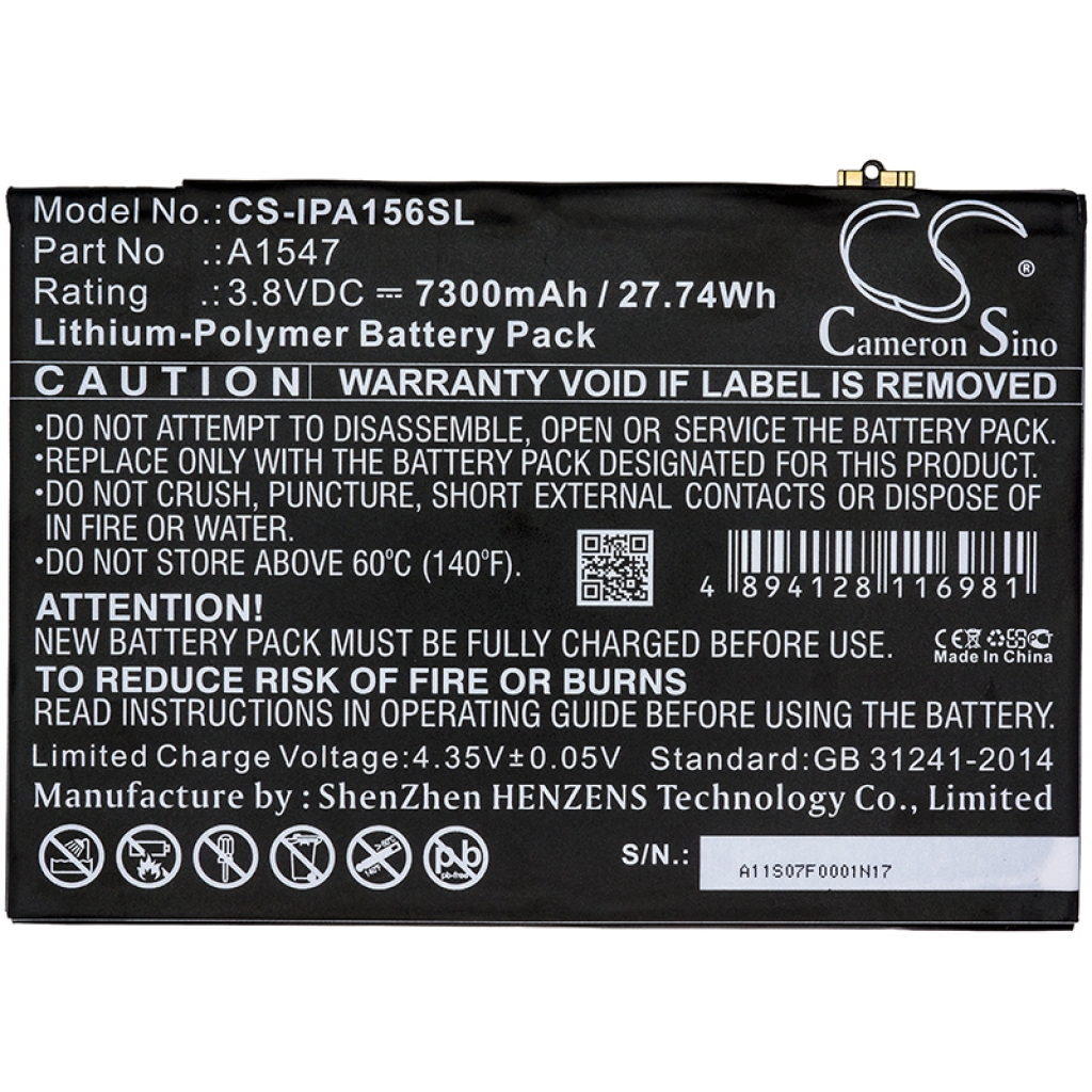 Tablet Battery Apple CS-IPA156SL