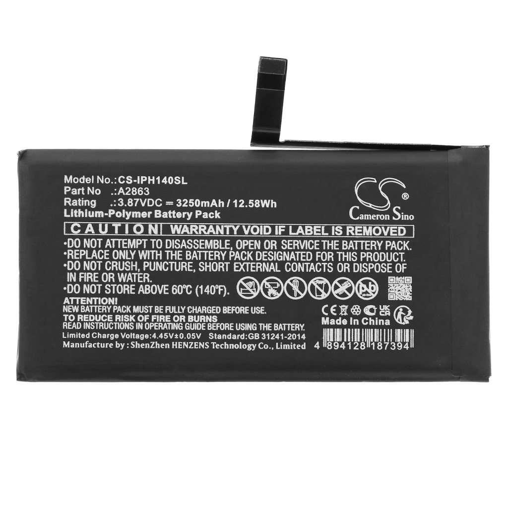 Compatible battery replacement for Apple A2863