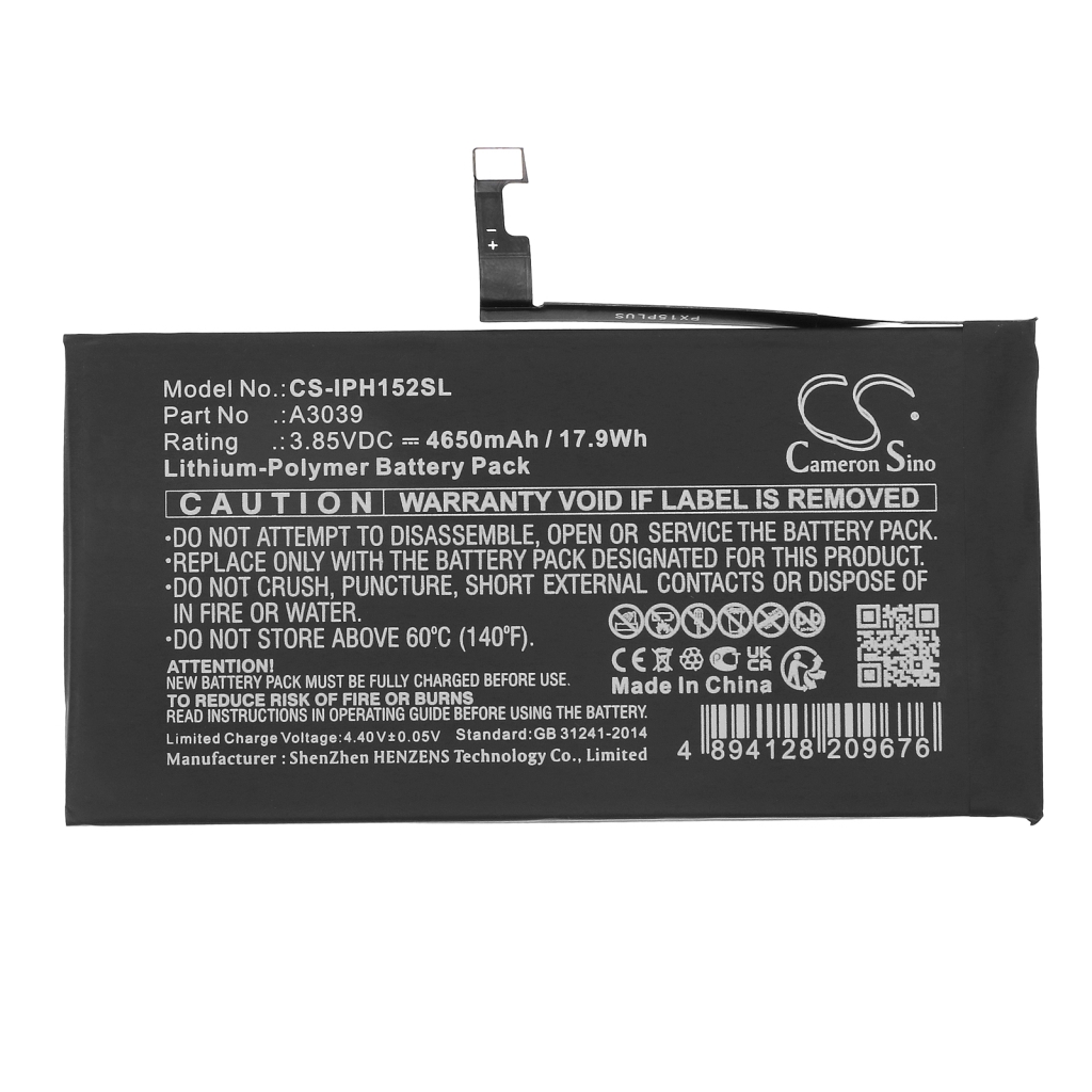 Compatible battery replacement for Apple A3039