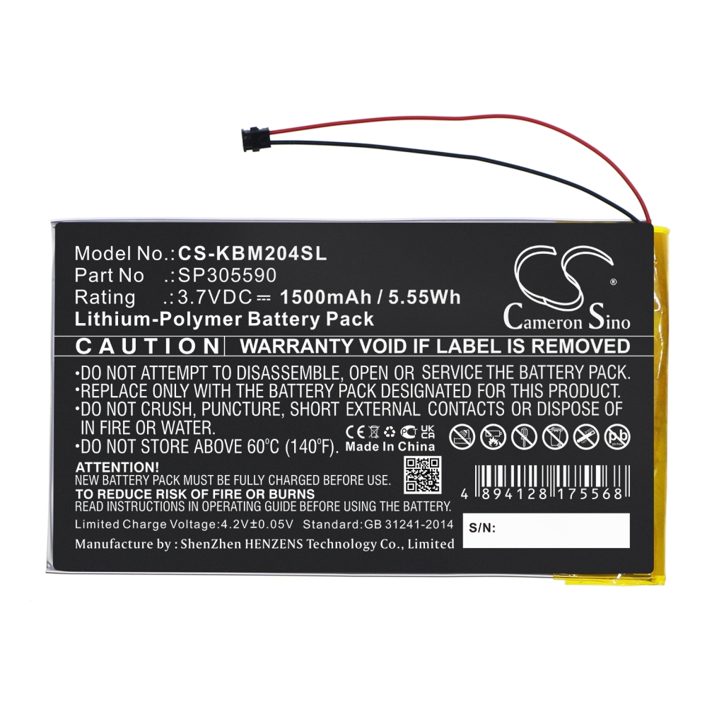 Compatible battery replacement for Kobo SP305590