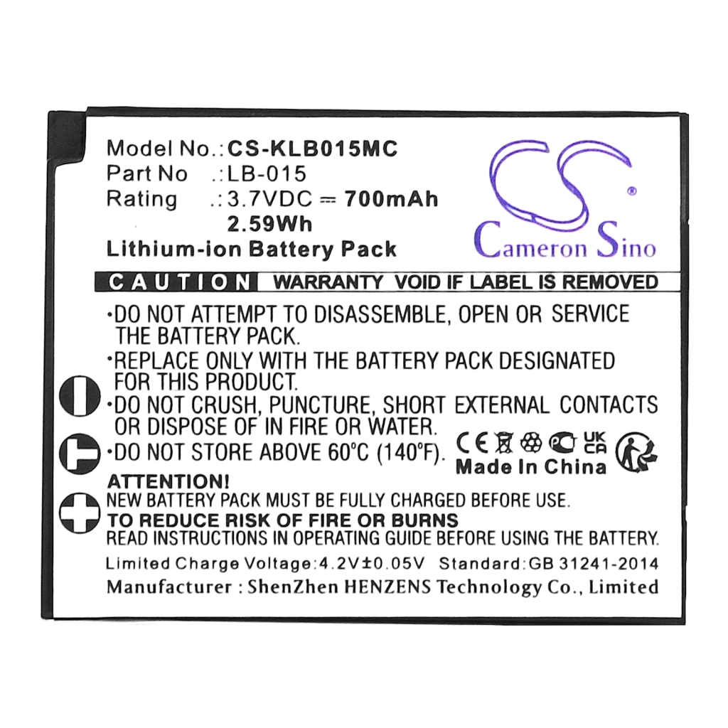 Camera Battery KODAK CS-KLB015MC