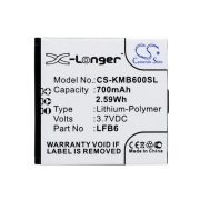 CS-KMB600SL<br />Batterie pour  remplace la batterie LFB6-VKVBG013292