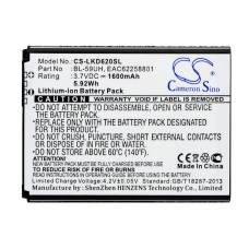 Compatible battery replacement for LG BL-59UH,EAC62258701,EAC62258801