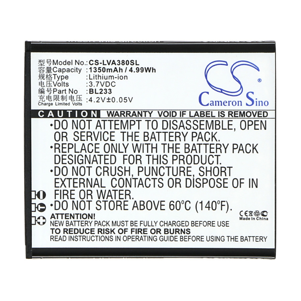 Mobile Phone Battery Lenovo CS-LVA380SL