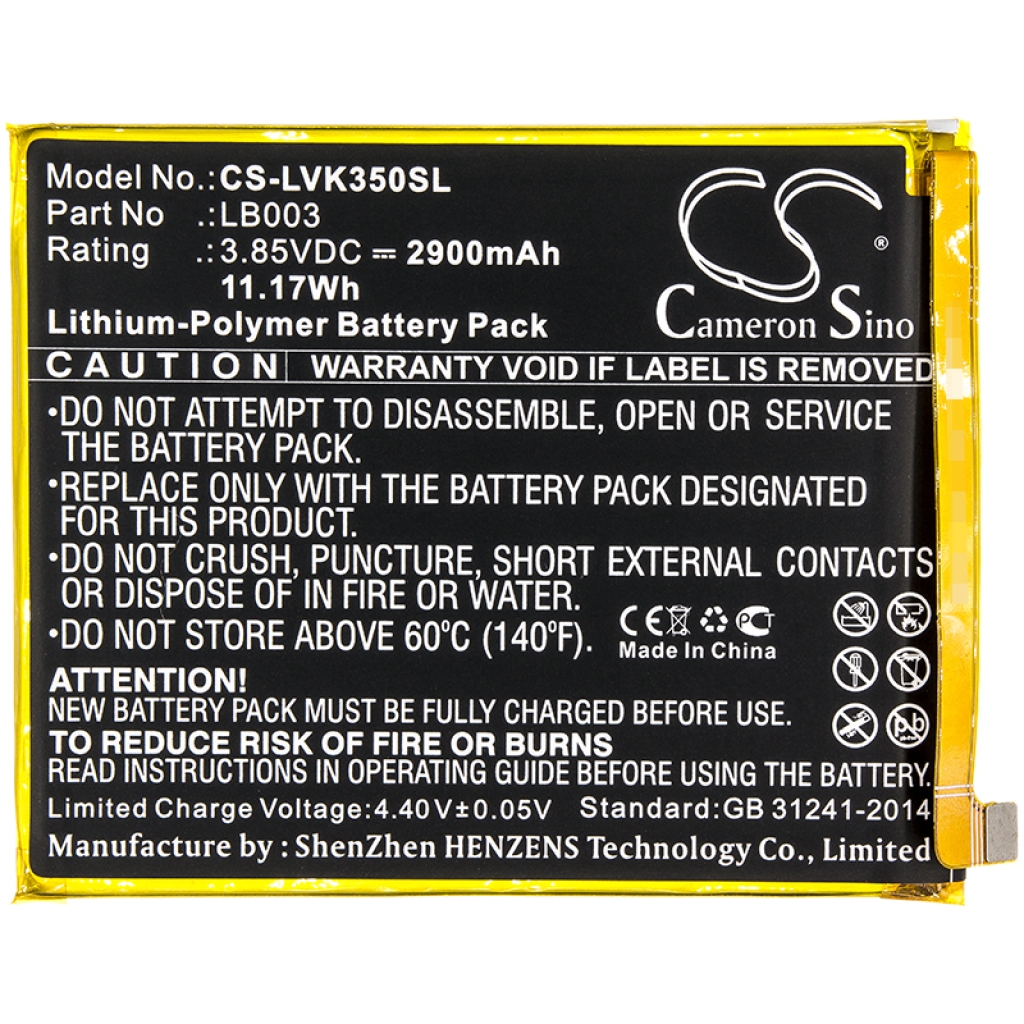 Batterie de téléphone portable Lenovo CS-LVK350SL