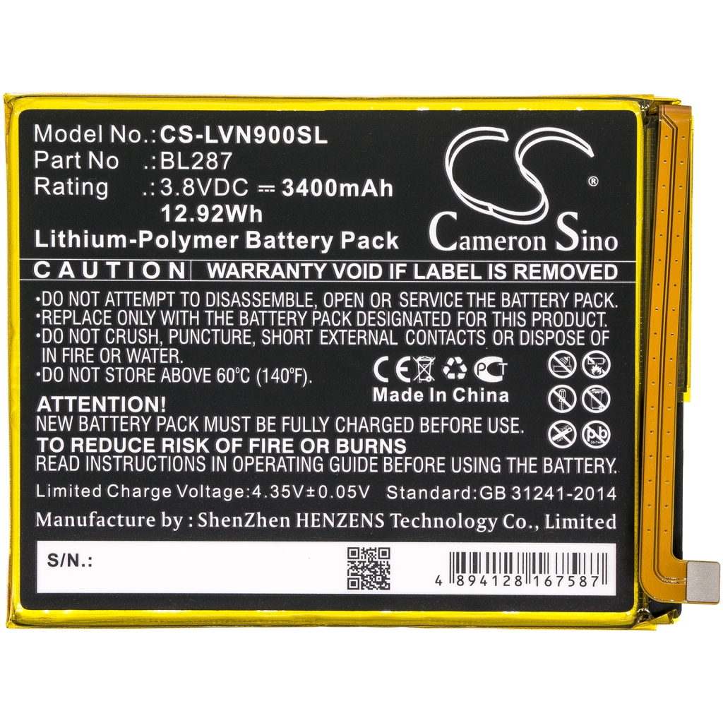 Batterie de téléphone portable Lenovo CS-LVN900SL