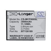 CS-MCF800SL<br />Batterie pour  remplace la batterie BTY26189