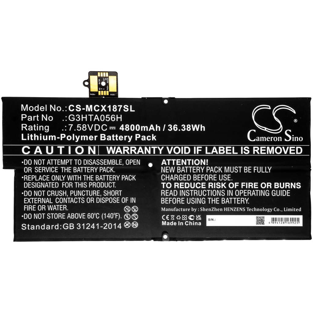 Compatible battery replacement for Microsoft G3HTA056H