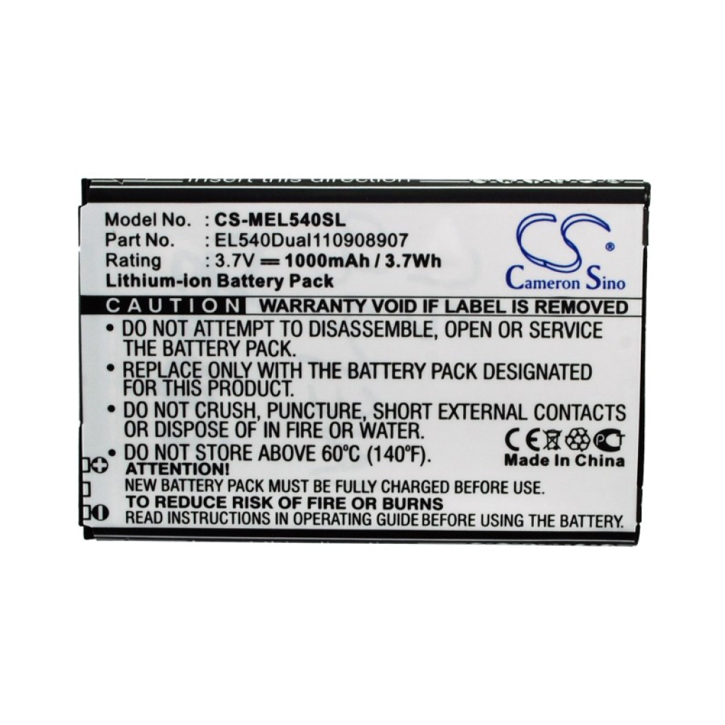 Battery Replaces EL540Dual110908907