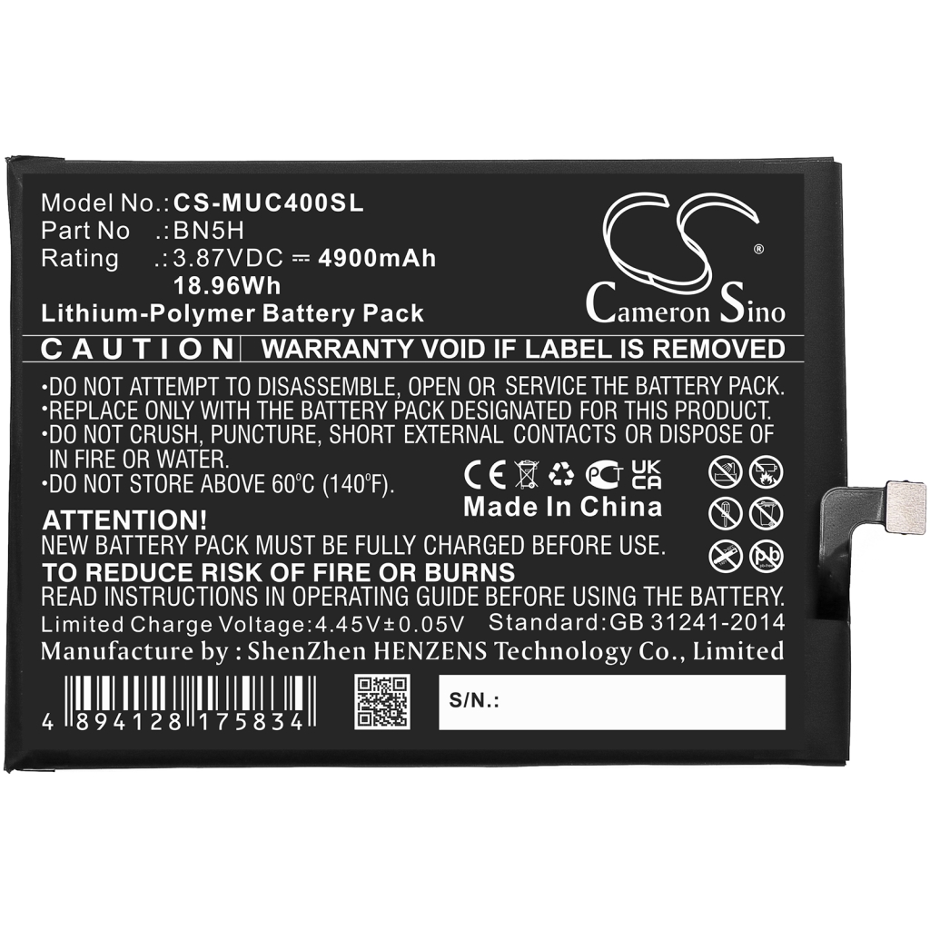 Compatible battery replacement for Poco BN5H