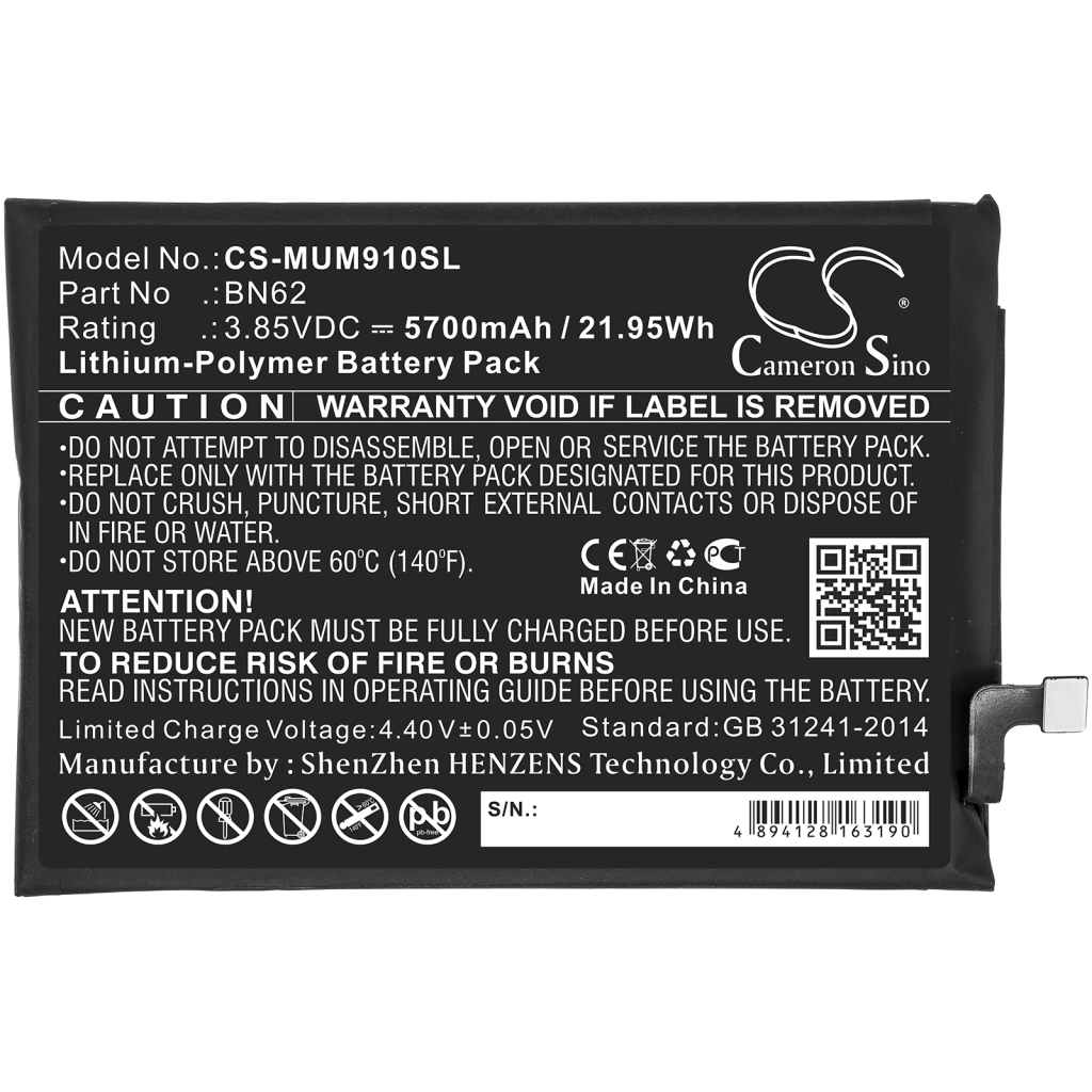 Compatible battery replacement for Redmi BN62