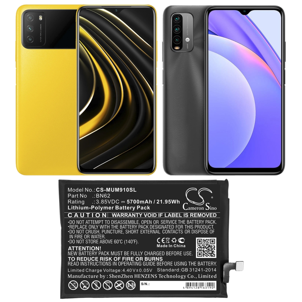 Compatible battery replacement for Redmi BN62