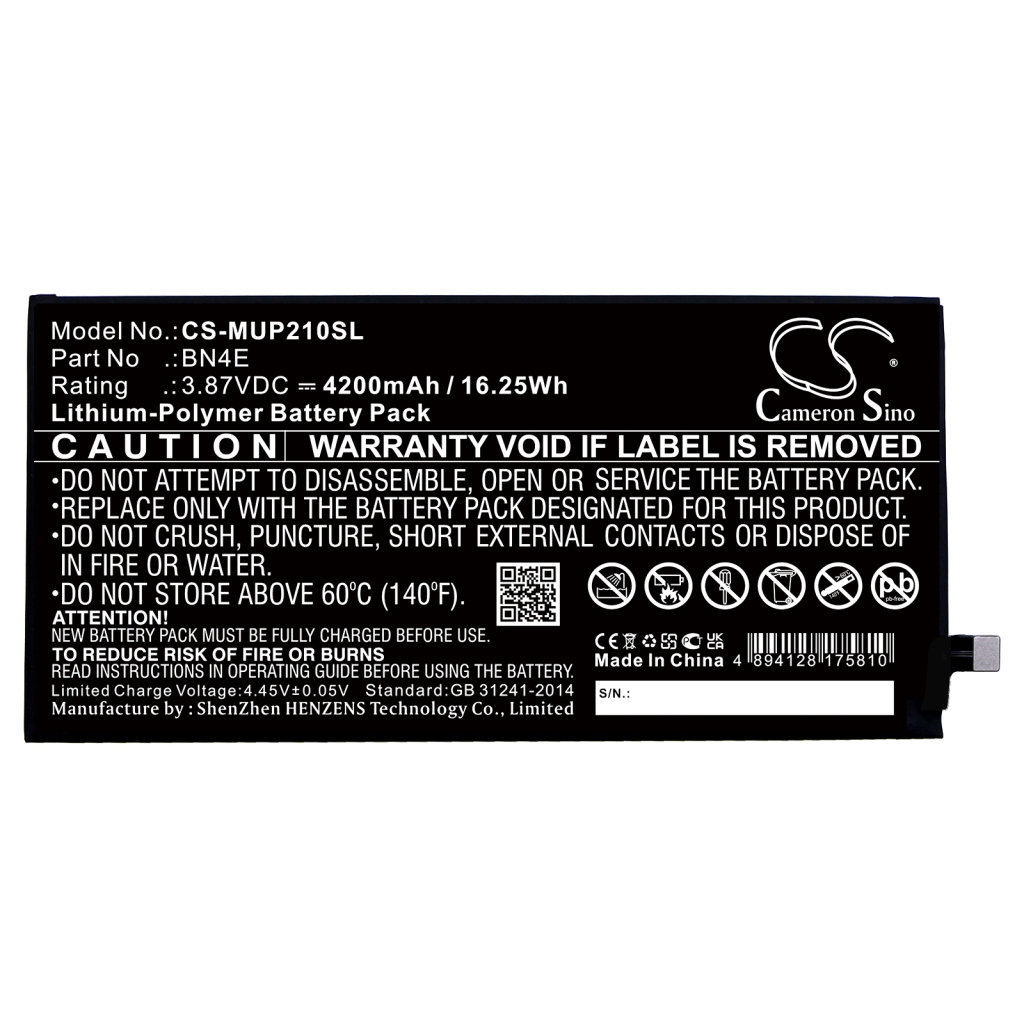 Compatible battery replacement for Xiaomi BN4E