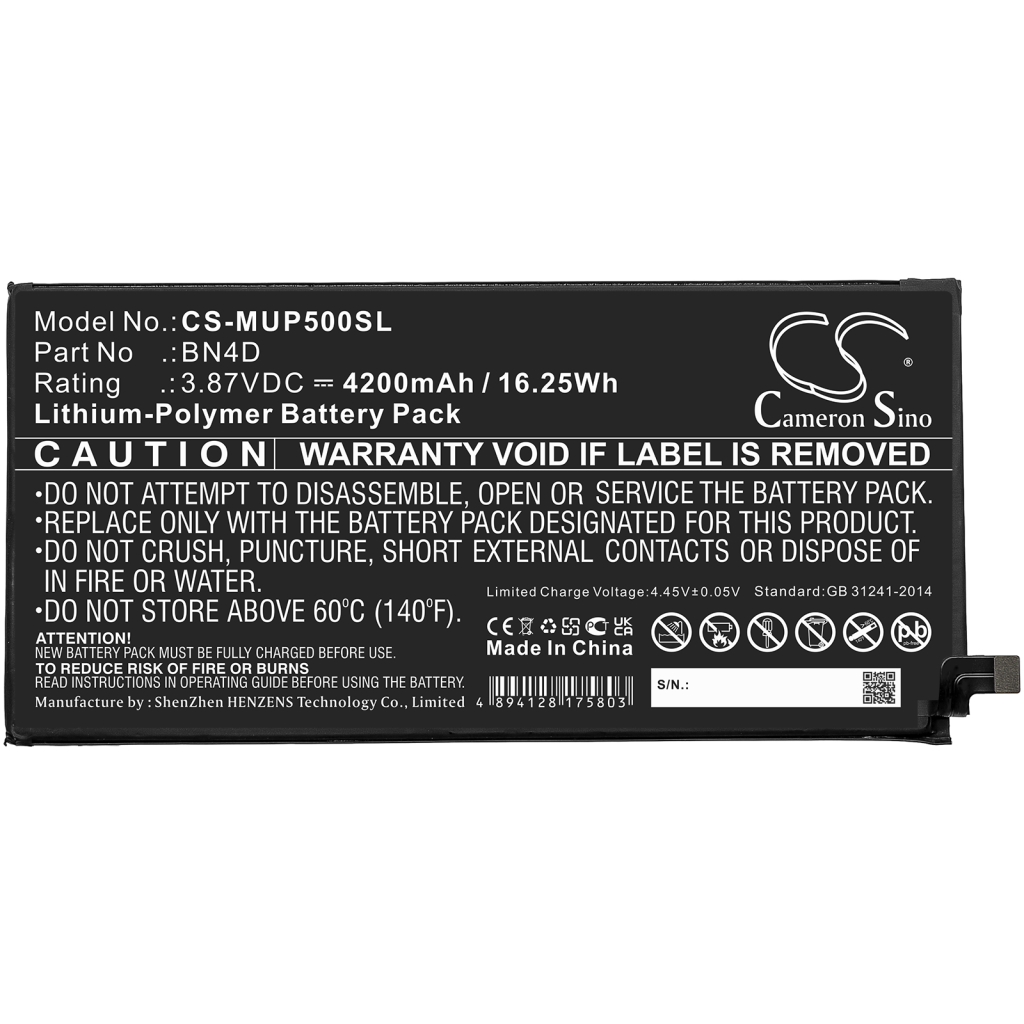 Compatible battery replacement for Xiaomi BN4D