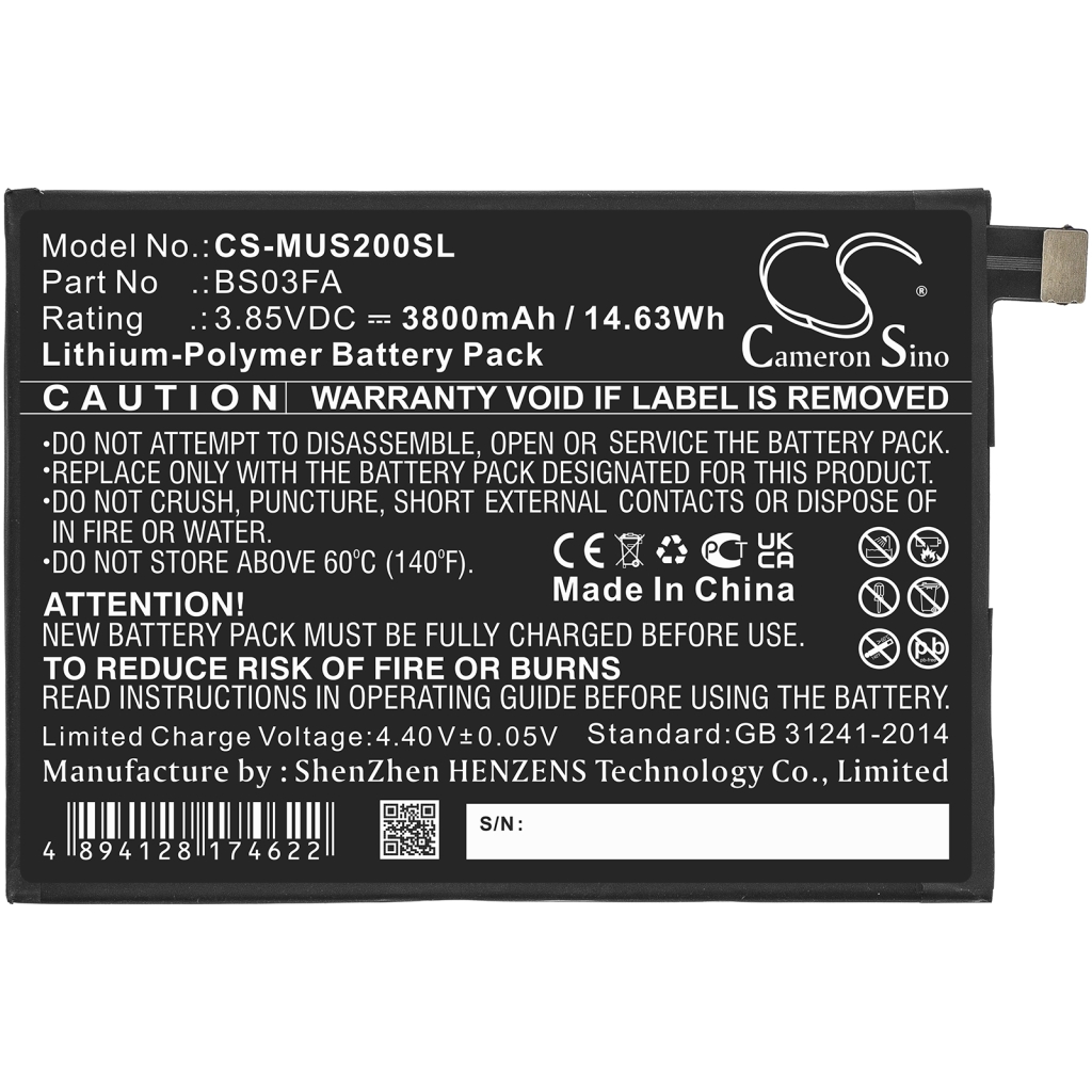 Compatible battery replacement for Xiaomi BS03FA