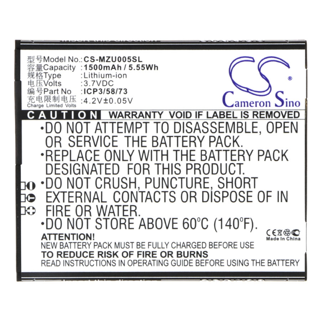 Compatible battery replacement for Navon ICP3/58/73