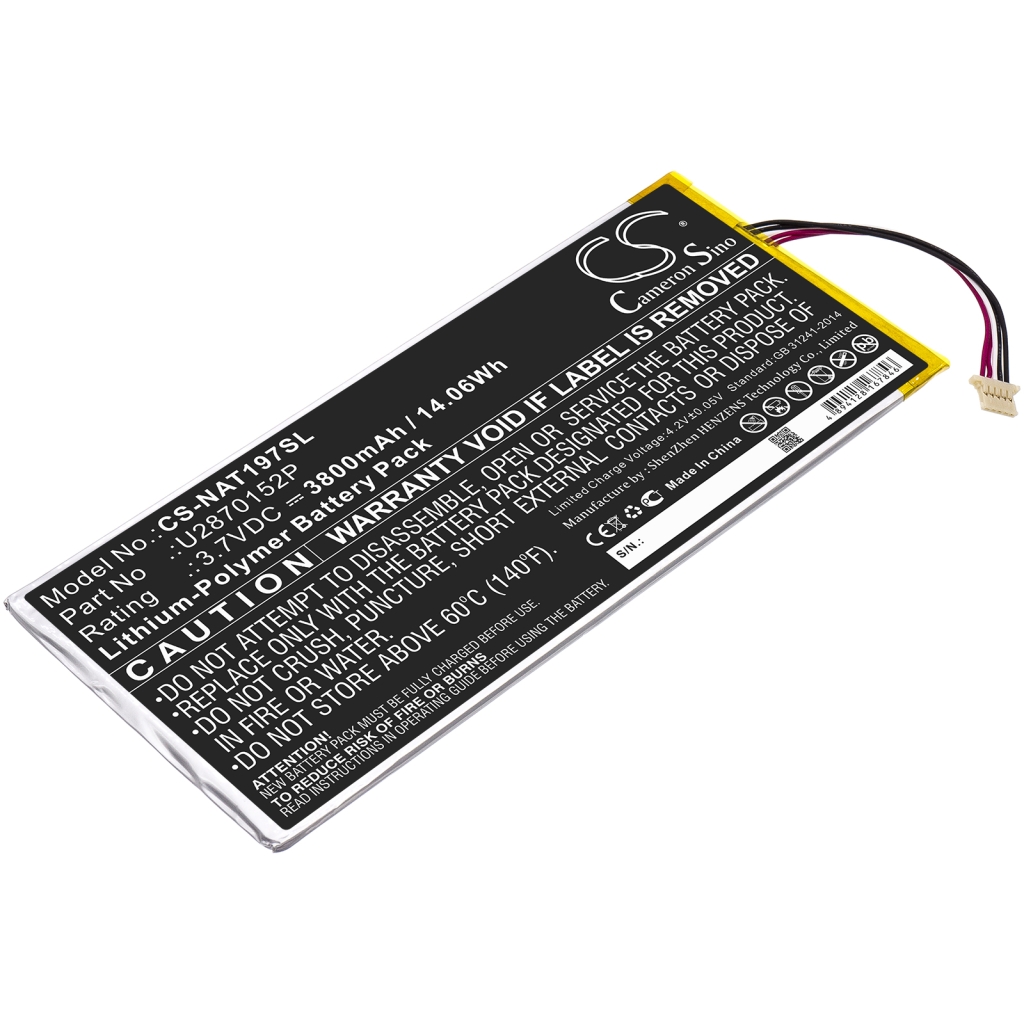 Remplacement de batterie compatible pour Onn U2870152P