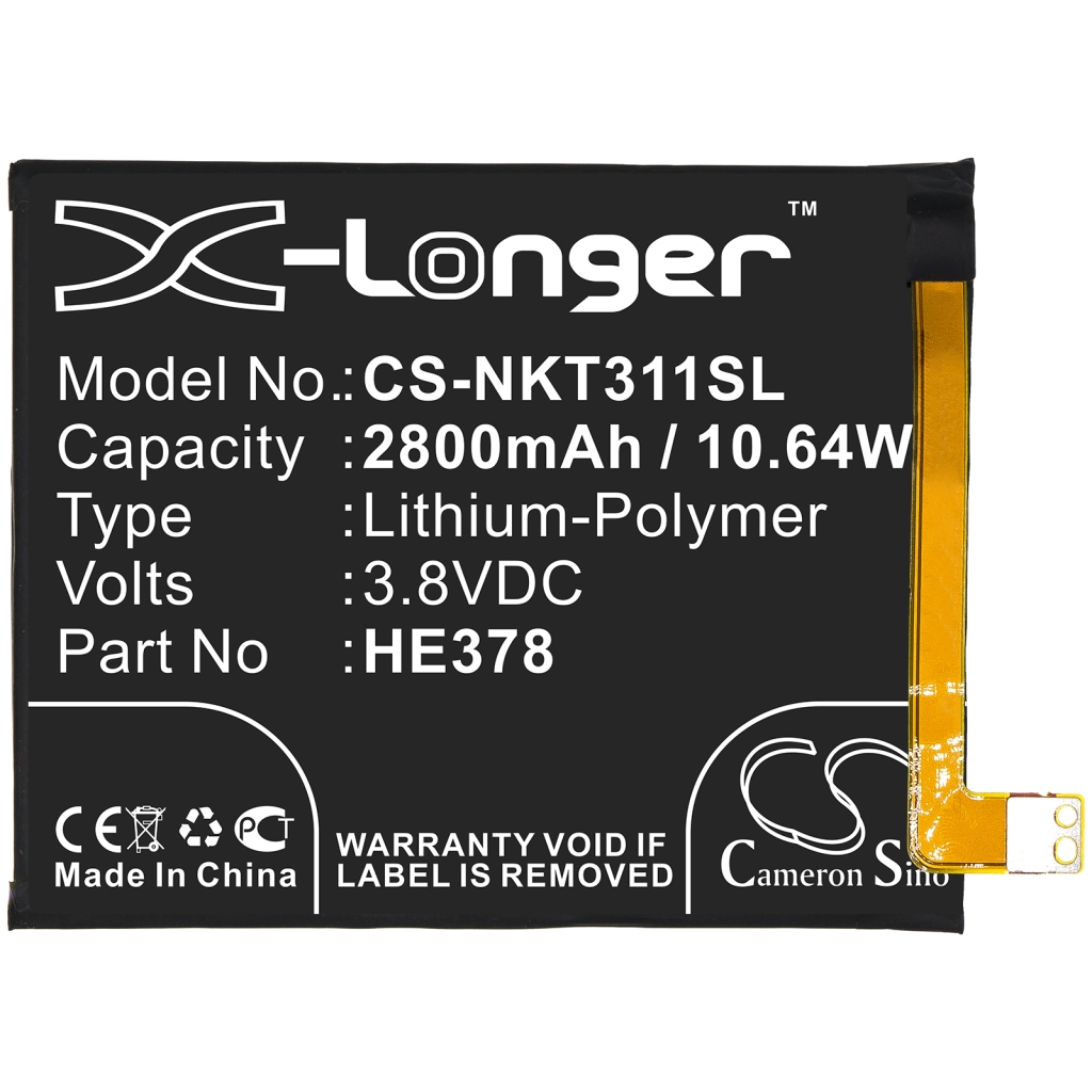 Compatible battery replacement for Nokia HE378